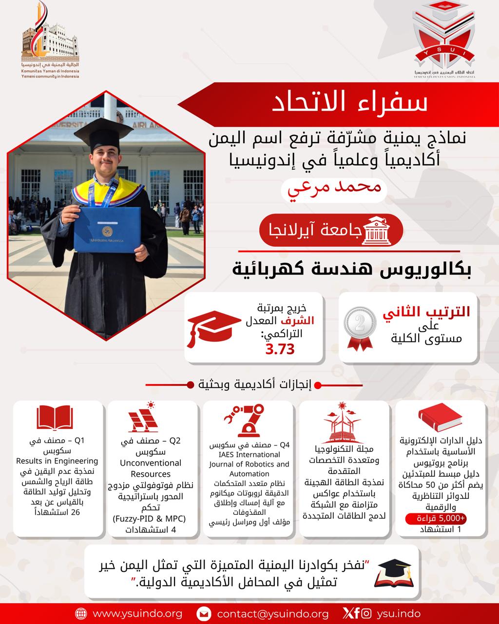 التهنئة بتخرج الأخ محمد مرعي بتفوق في الهندسة الكهربائية
